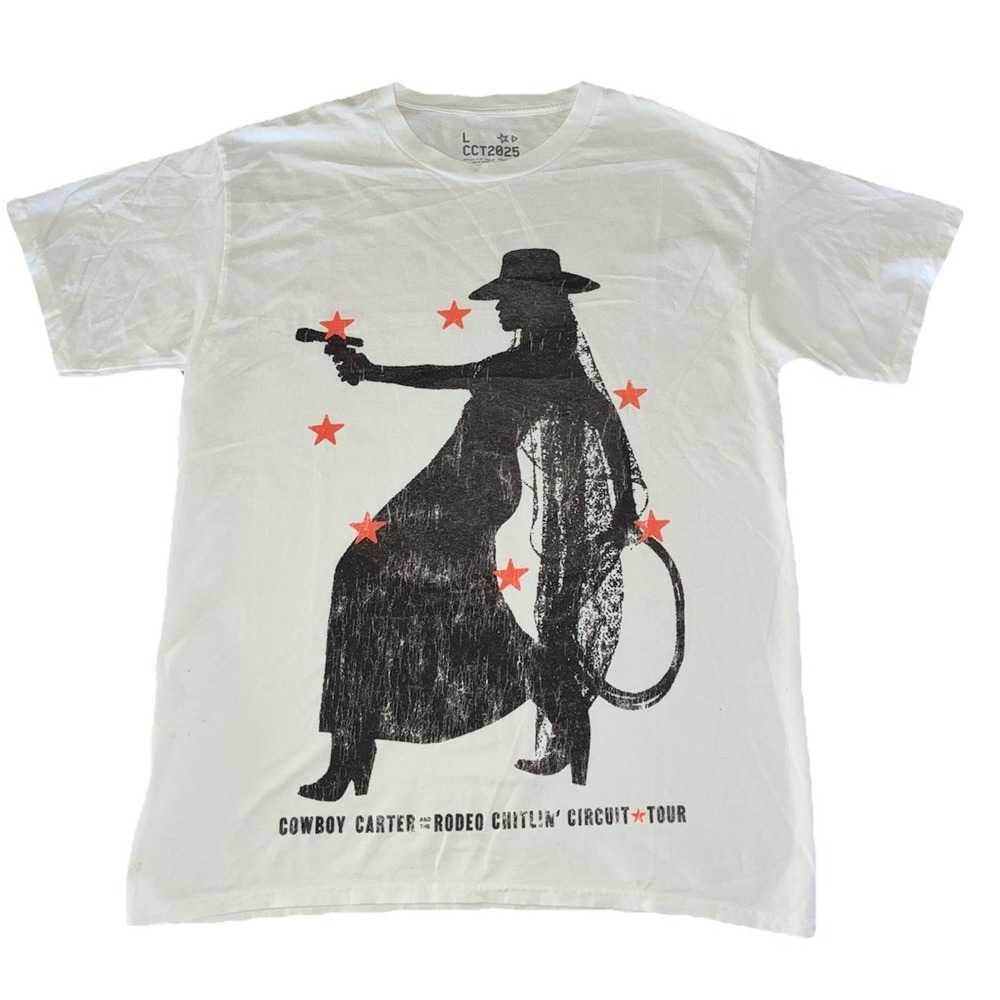 Beyonce Most Wanted Tee L White Cowboy Carter‎ Tour 2025 Merch NEW *flaws